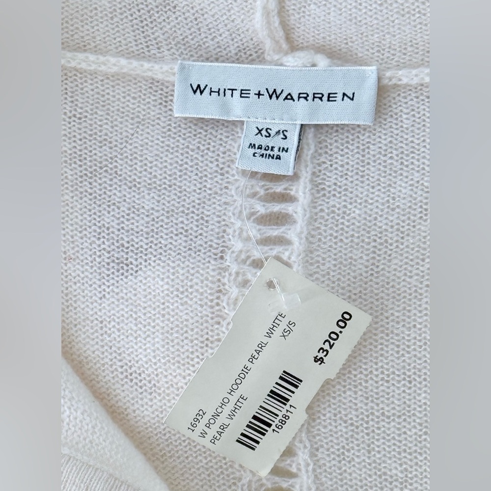 NWT White + Warren 100% Cashmere Cream Hoodie Pop-Over Sweater XS / S - Picture 6 of 7
